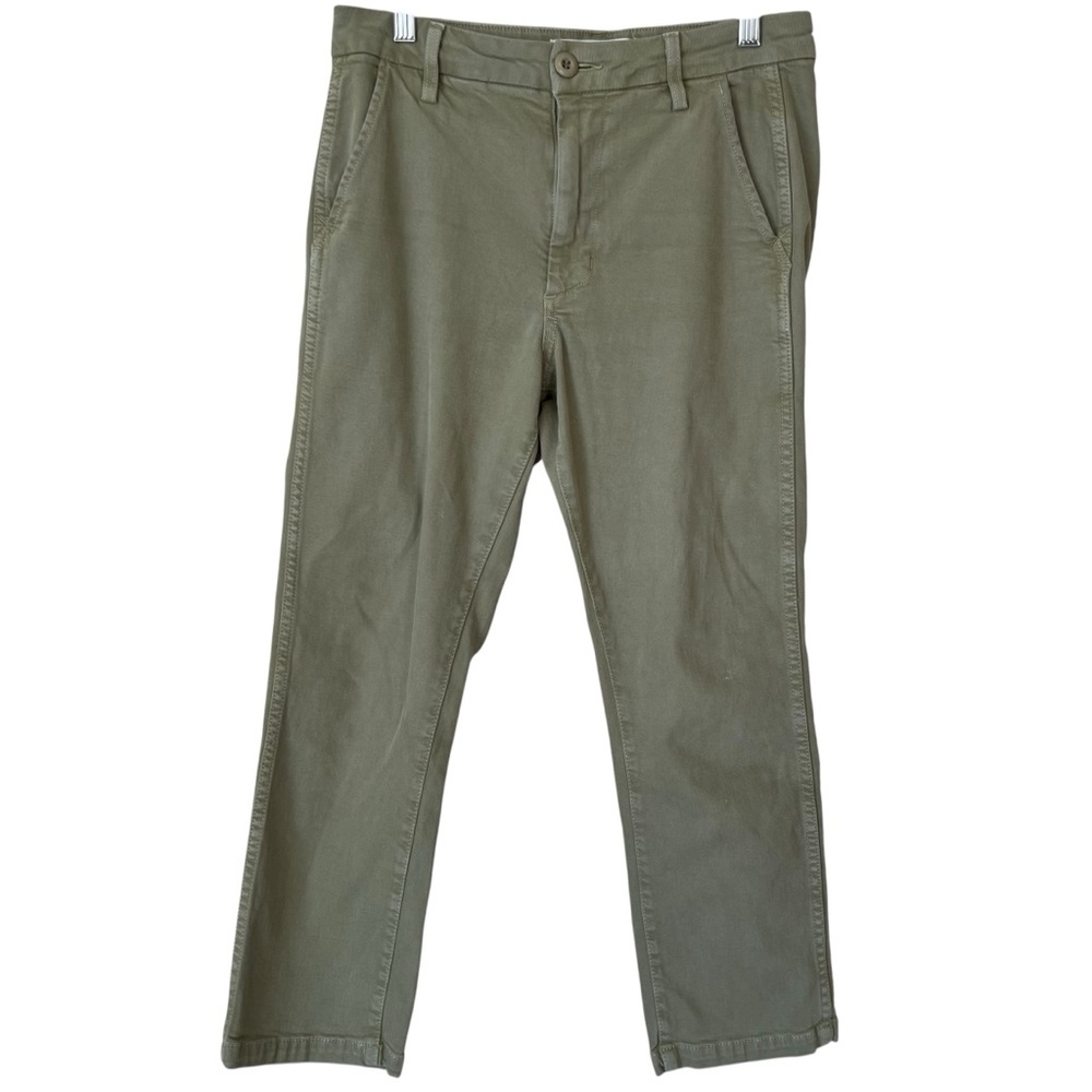 AMO Easy Trousers In Surplus Green Cropped Straight Leg High Rise
